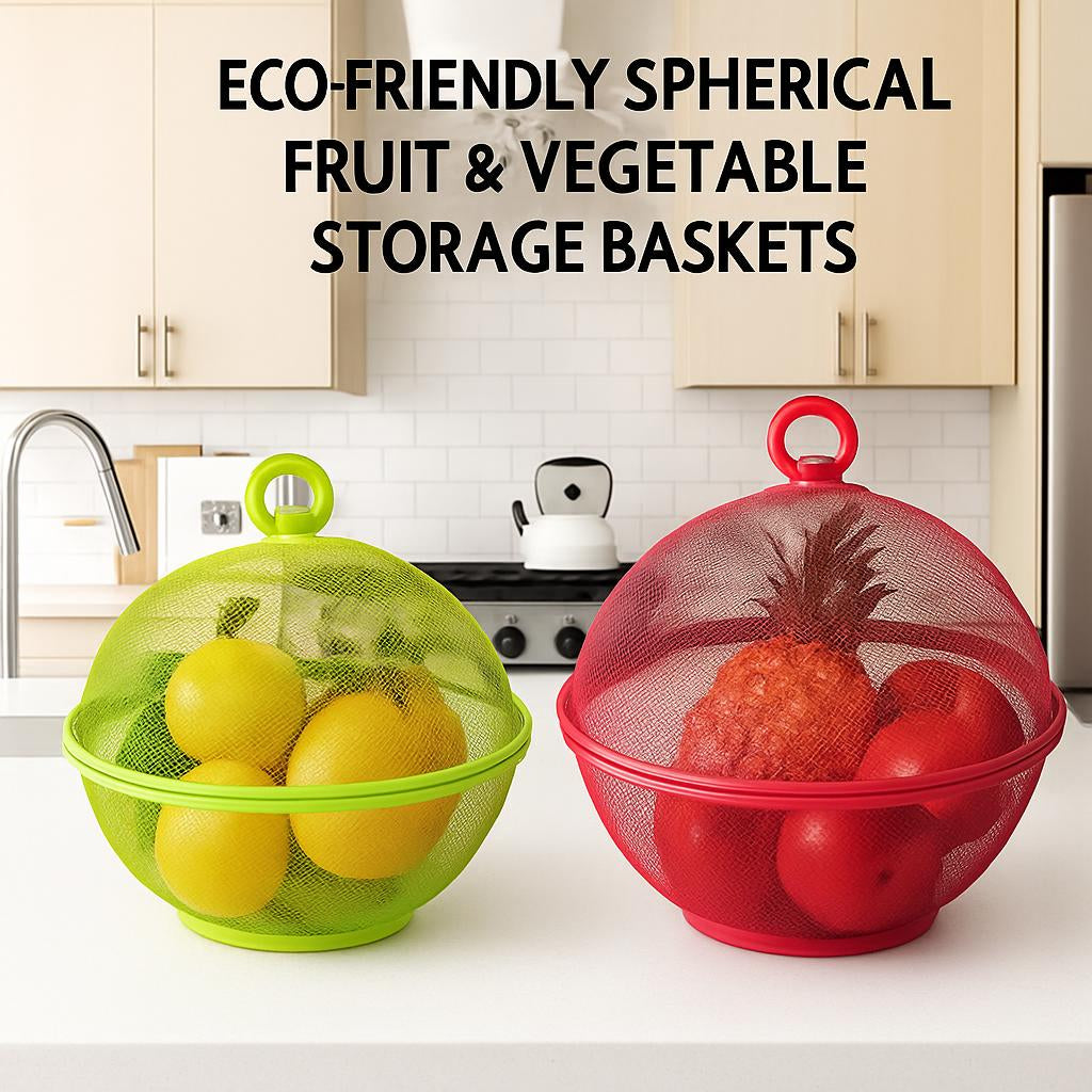 Eco-Friendly Spherical Fruit and Vegetable Storage Baskets in Green and Red
