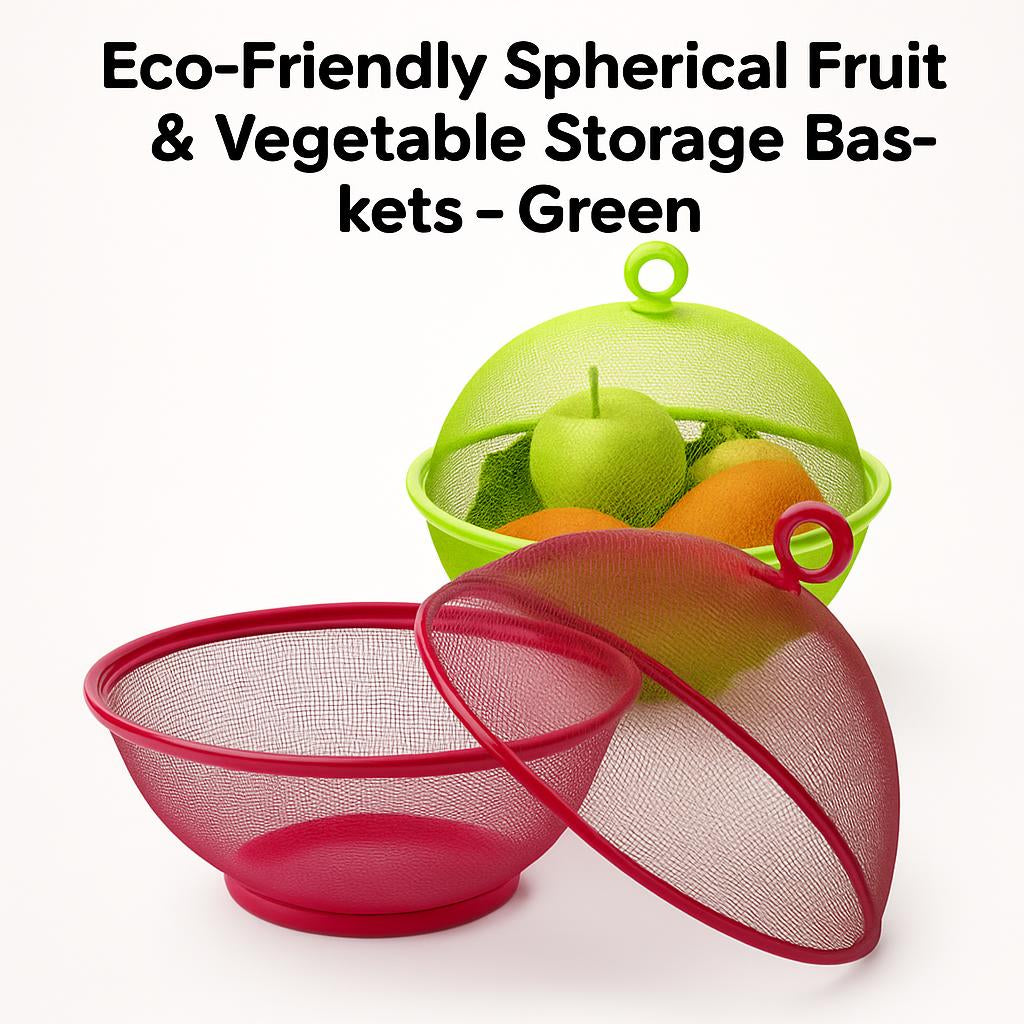 Eco-Friendly Spherical Fruit & Vegetable Storage Baskets - Green & Red