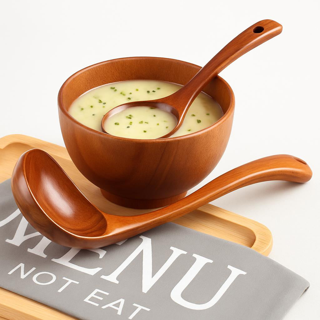Eco-Friendly Curved Wooden Soup Spoon for Dining