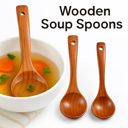 Eco-Friendly Curved Wooden Soup Spoon for Dining
