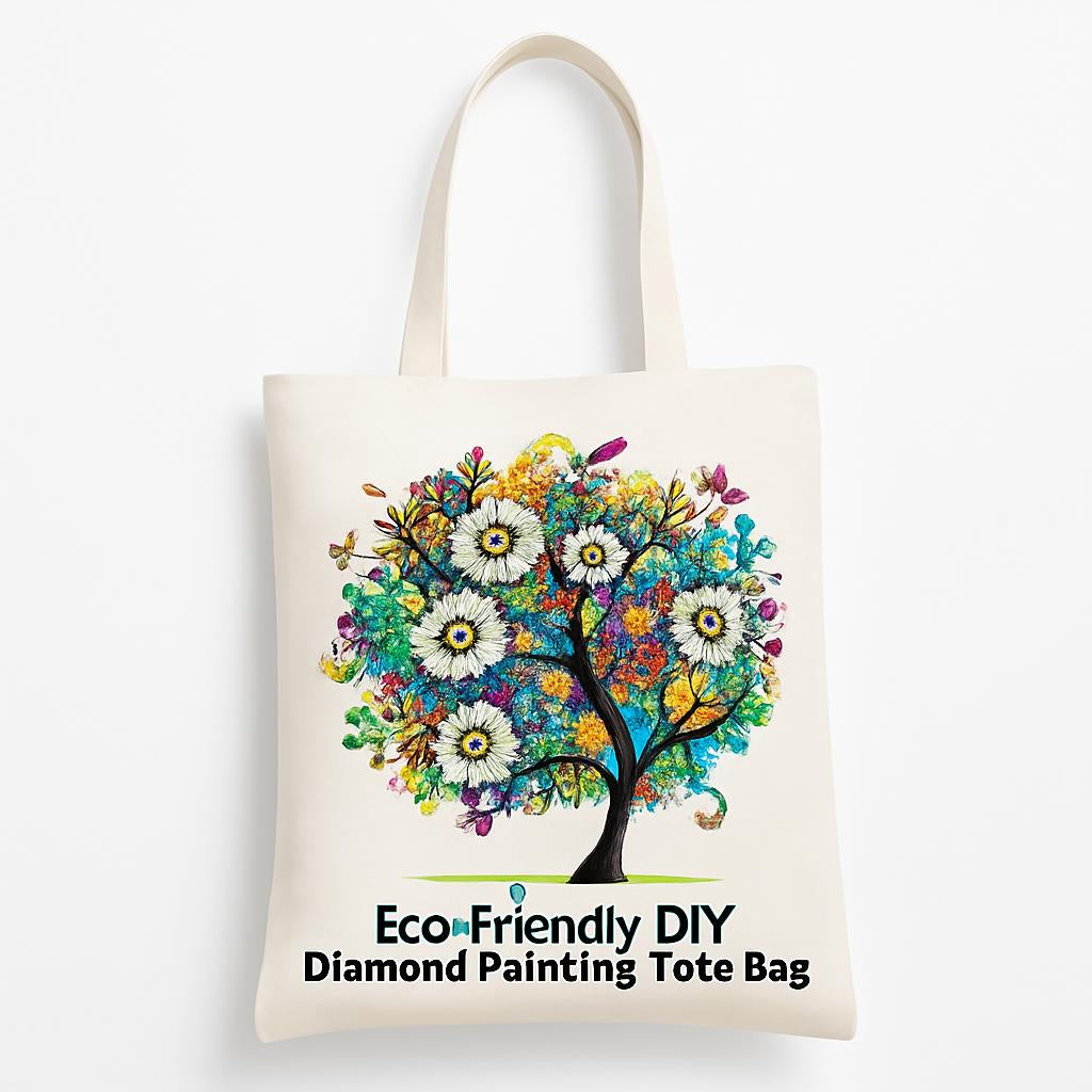Eco-Friendly Canvas Tote Bag with Colorful Tree Design