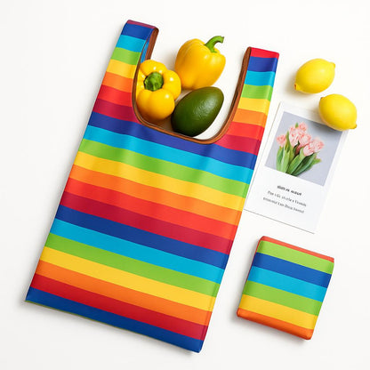 Eco-Friendly Reusable Shopping Bag with Rainbow Stripes