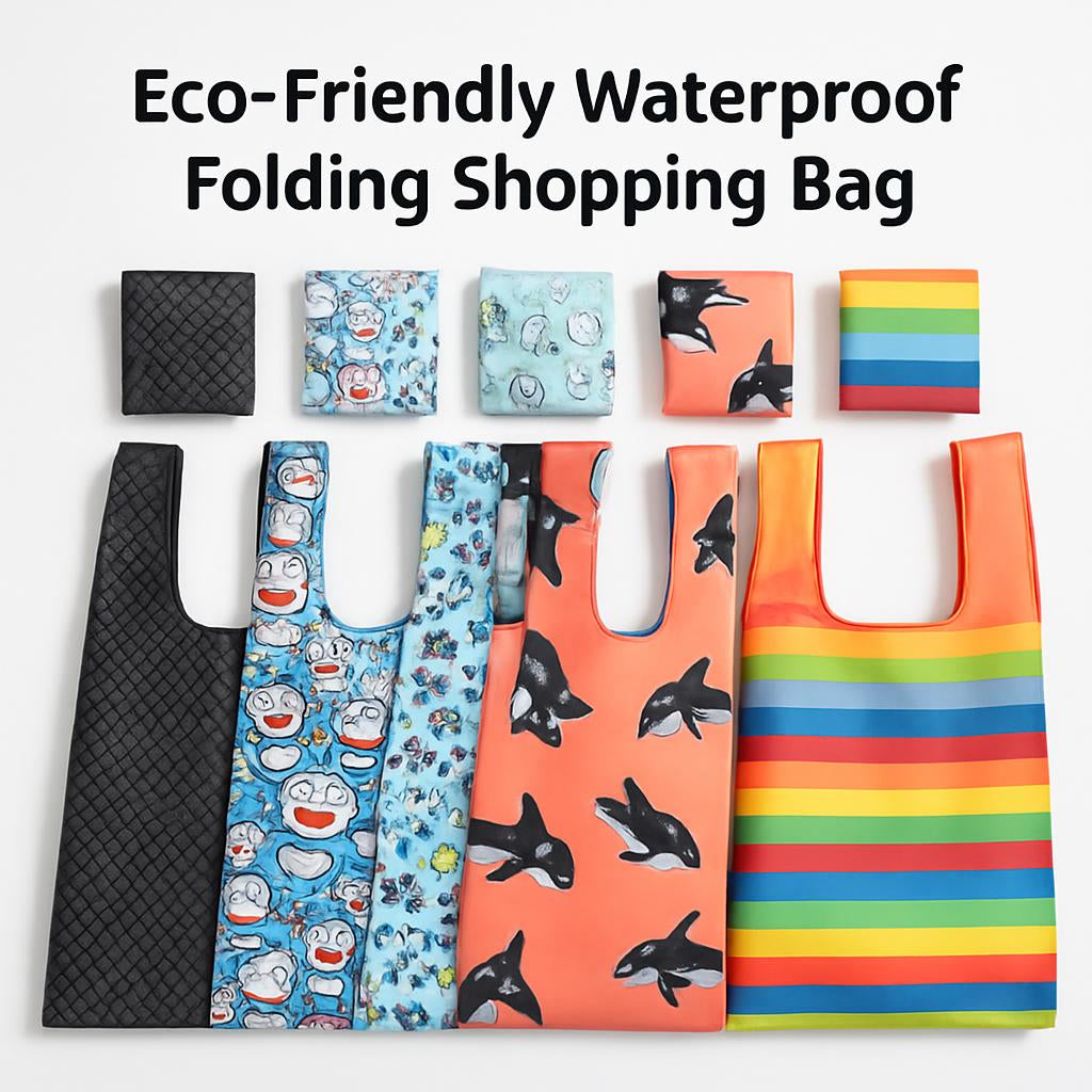 Eco-Friendly Waterproof Folding Shopping Bag - Rainbow Stripes