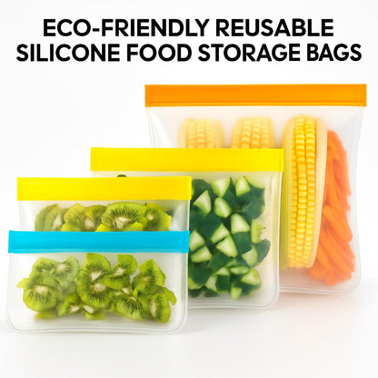 Eco-Friendly Reusable Silicone Food Storage Bags - Sustainable Kitchen Solution