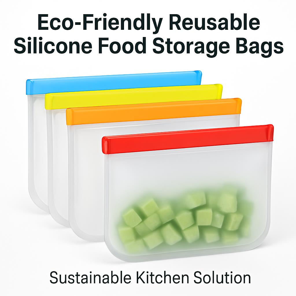 Eco-Friendly Reusable Silicone Food Storage Bags - Sustainable Kitchen Solution