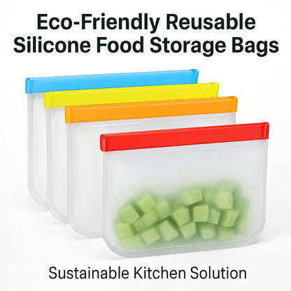 Eco-Friendly Reusable Silicone Food Storage Bags - Sustainable Kitchen Solution