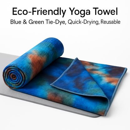 Eco-Friendly Yoga Towel - Blue & Green Tie-Dye, Quick-Drying, Reusable