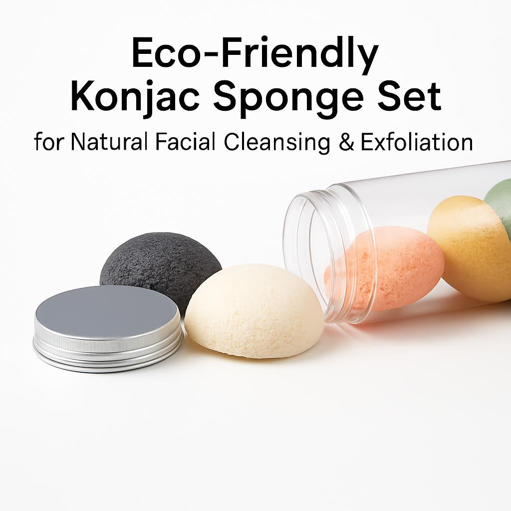 Eco-Friendly Konjac Sponge Set for Natural Facial Cleansing & Exfoliation