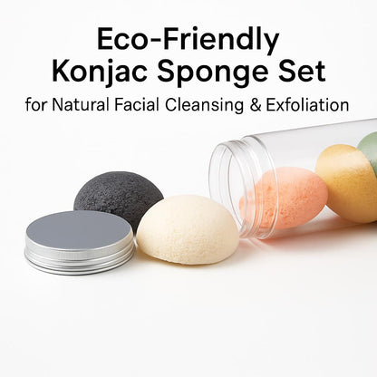 Eco-Friendly Konjac Sponge Set for Natural Facial Cleansing & Exfoliation