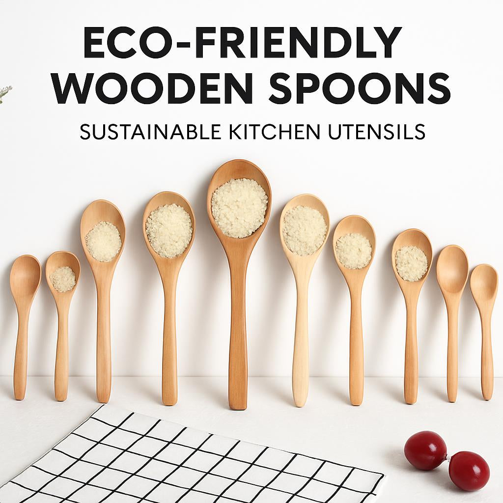 Eco-Friendly Wooden Spoons in Natural Wood Tones