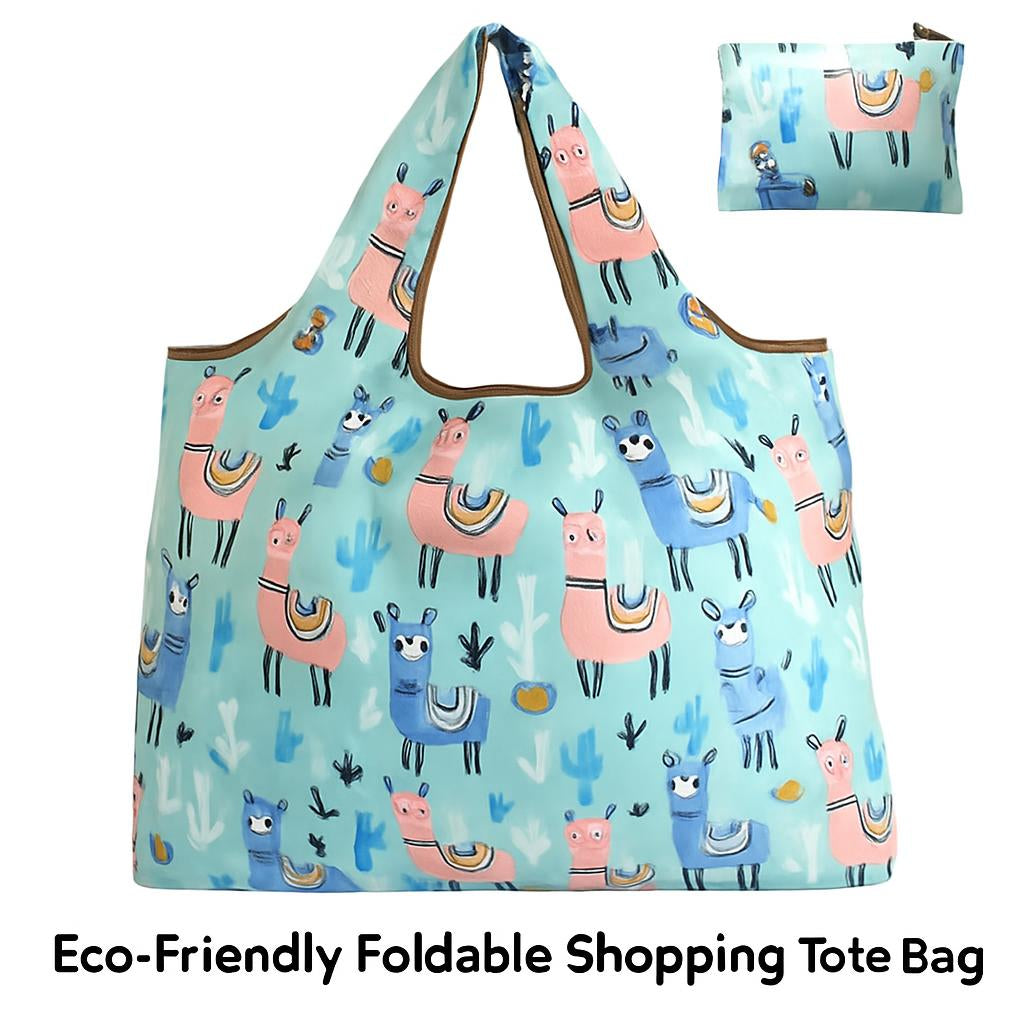 Eco-Friendly Reusable Shopping Bag with Llama Print