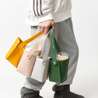 Eco-Friendly Reusable Beverage Carriers in Yellow, Pink, White, and Green