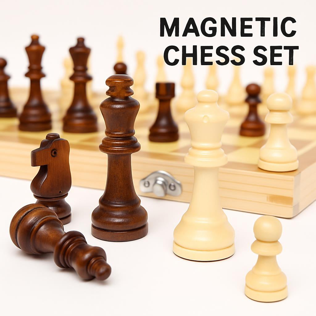 Eco-Friendly Wooden Chess Set in Natural Wood Tones