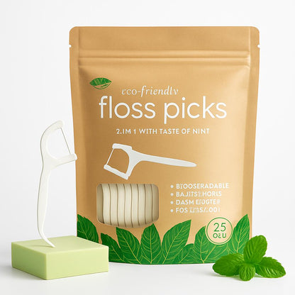 Eco-Friendly Mint Floss Picks - Biodegradable & Plastic-Free Oral Care