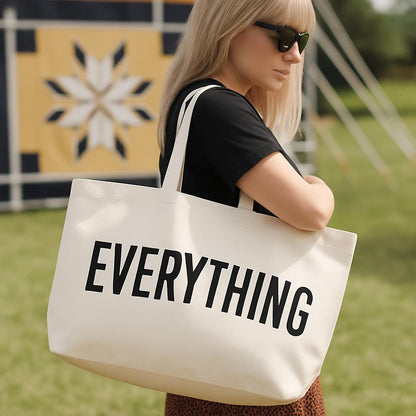 Eco-Friendly Canvas Tote Bag with Black Text