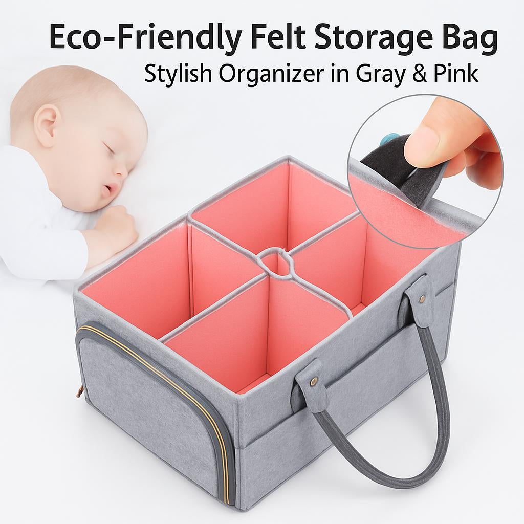 Eco-Friendly Baby Storage Organizer in Gray and Pink