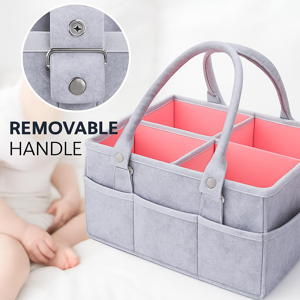Eco-Friendly Felt Storage Bag - Stylish Organizer in Gray & Pink