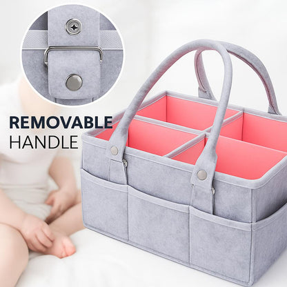 Eco-Friendly Felt Storage Bag - Stylish Organizer in Gray & Pink