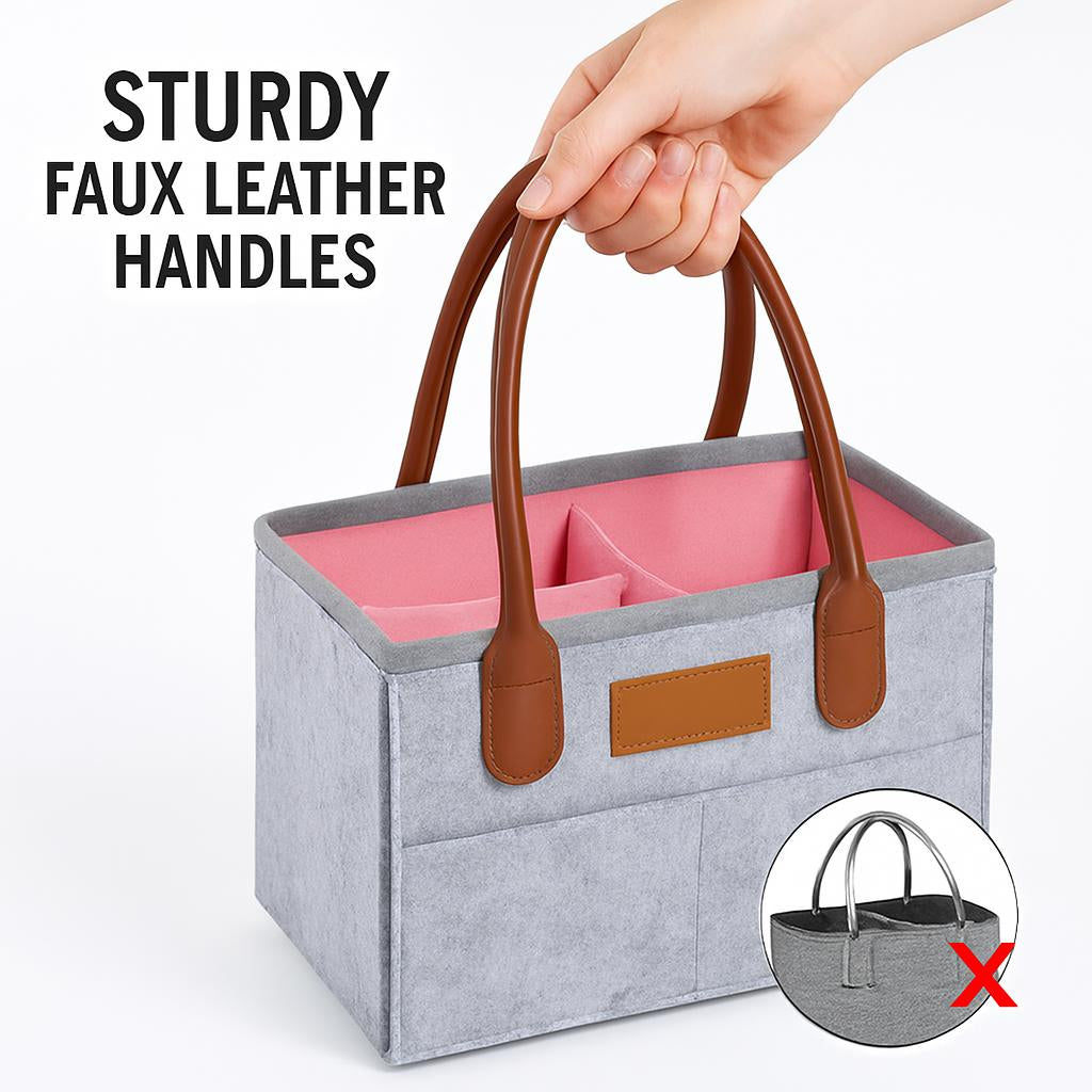 Eco-Friendly Felt Storage Bag - Stylish Organizer in Gray & Pink