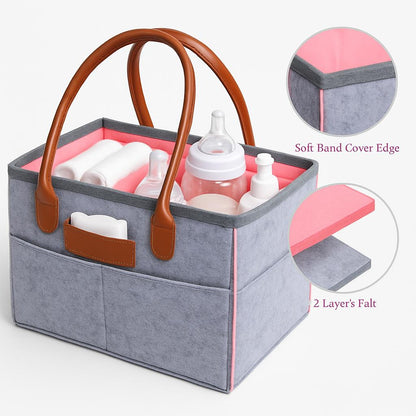 Eco-Friendly Felt Storage Bag - Stylish Organizer in Gray & Pink