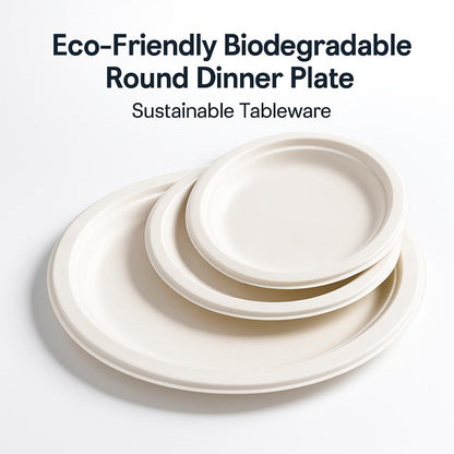 Eco-Friendly Biodegradable Round Dinner Plate - Sustainable Tableware