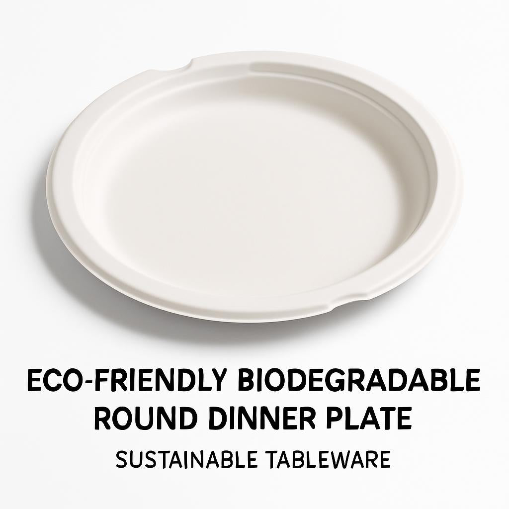 Eco-Friendly Biodegradable Round Dinner Plate - Sustainable Tableware
