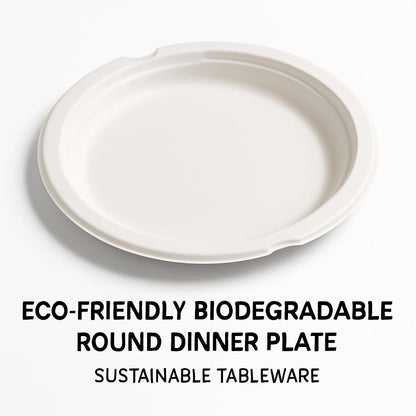 Eco-Friendly Biodegradable Round Dinner Plate - Sustainable Tableware