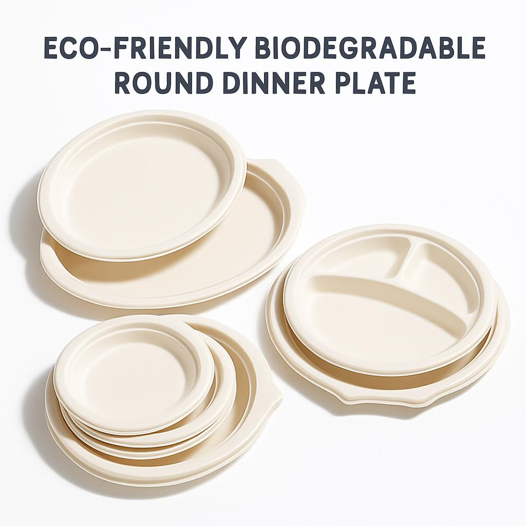Eco-Friendly Biodegradable Round Dinner Plate - Sustainable Tableware