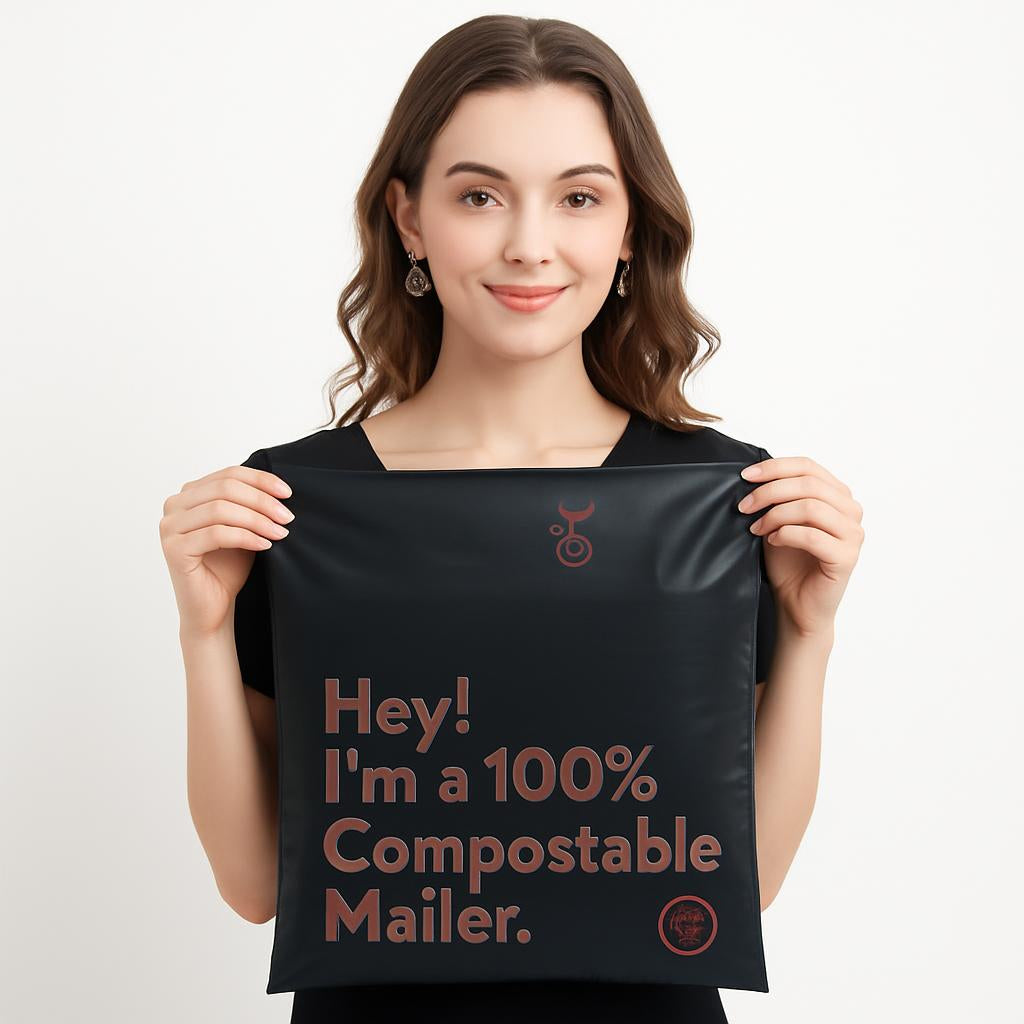 Eco-Friendly Compostable Mailer in Black, Biodegradable and Plastic-Free