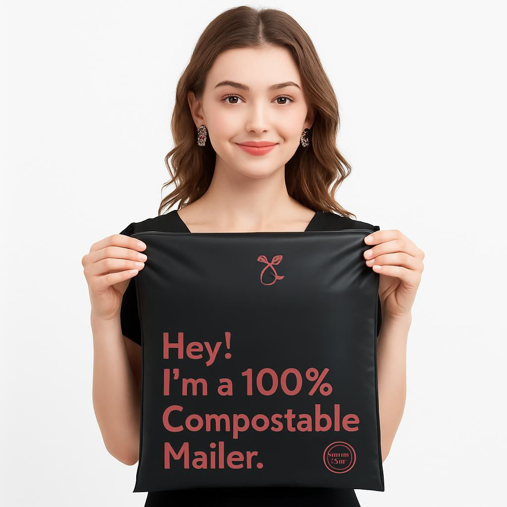 Eco-Friendly Compostable Mailer - Black, Biodegradable, Plastic-Free