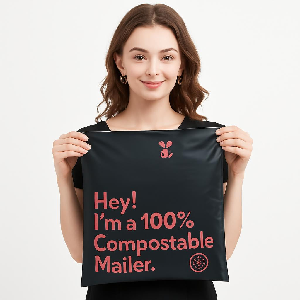 Eco-Friendly Compostable Mailer - Black, Biodegradable, Plastic-Free