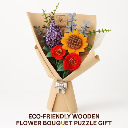 Eco-Friendly Wooden Flower Bouquet Puzzle Gift