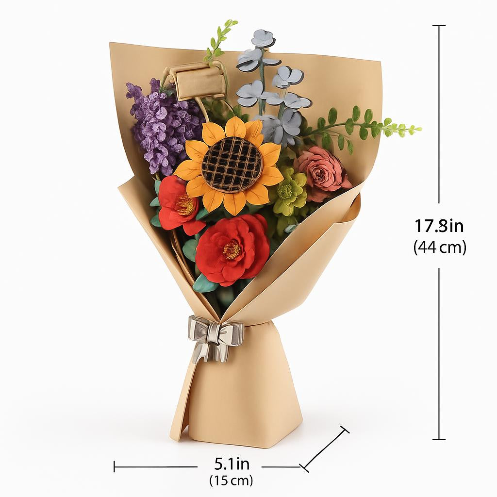 Eco-Friendly Wooden Flower Bouquet Puzzle Gift