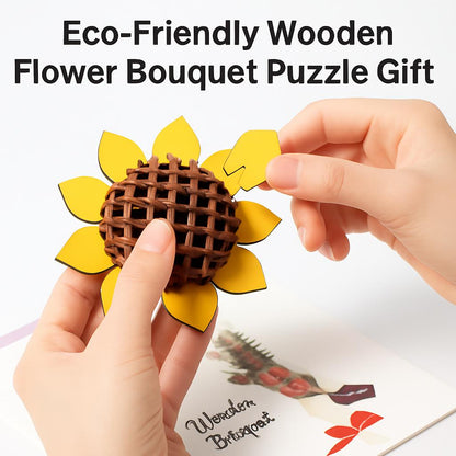 Eco-Friendly Wooden Flower Bouquet Puzzle Gift