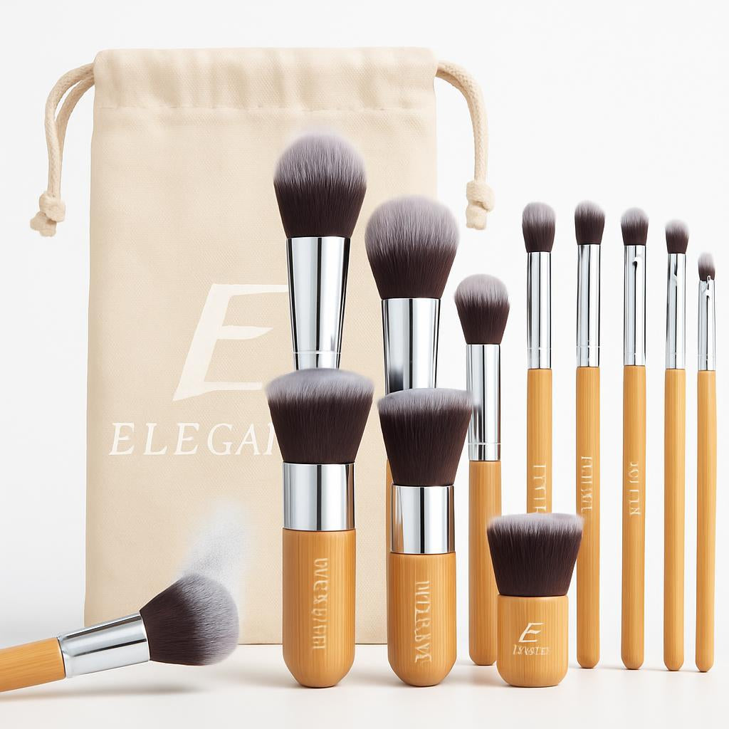 Eco-Friendly Makeup Brush Set with Bamboo Handles