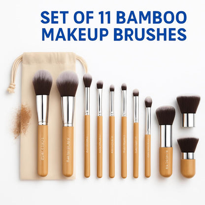 Eco-Friendly Makeup Brush Set with Bamboo Handles