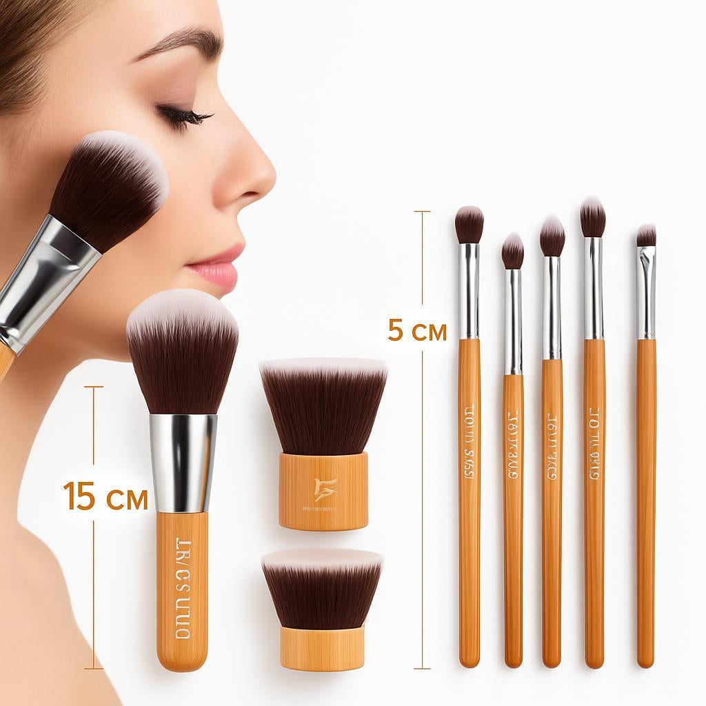 Eco-Friendly Makeup Brush Set with Bamboo Handles