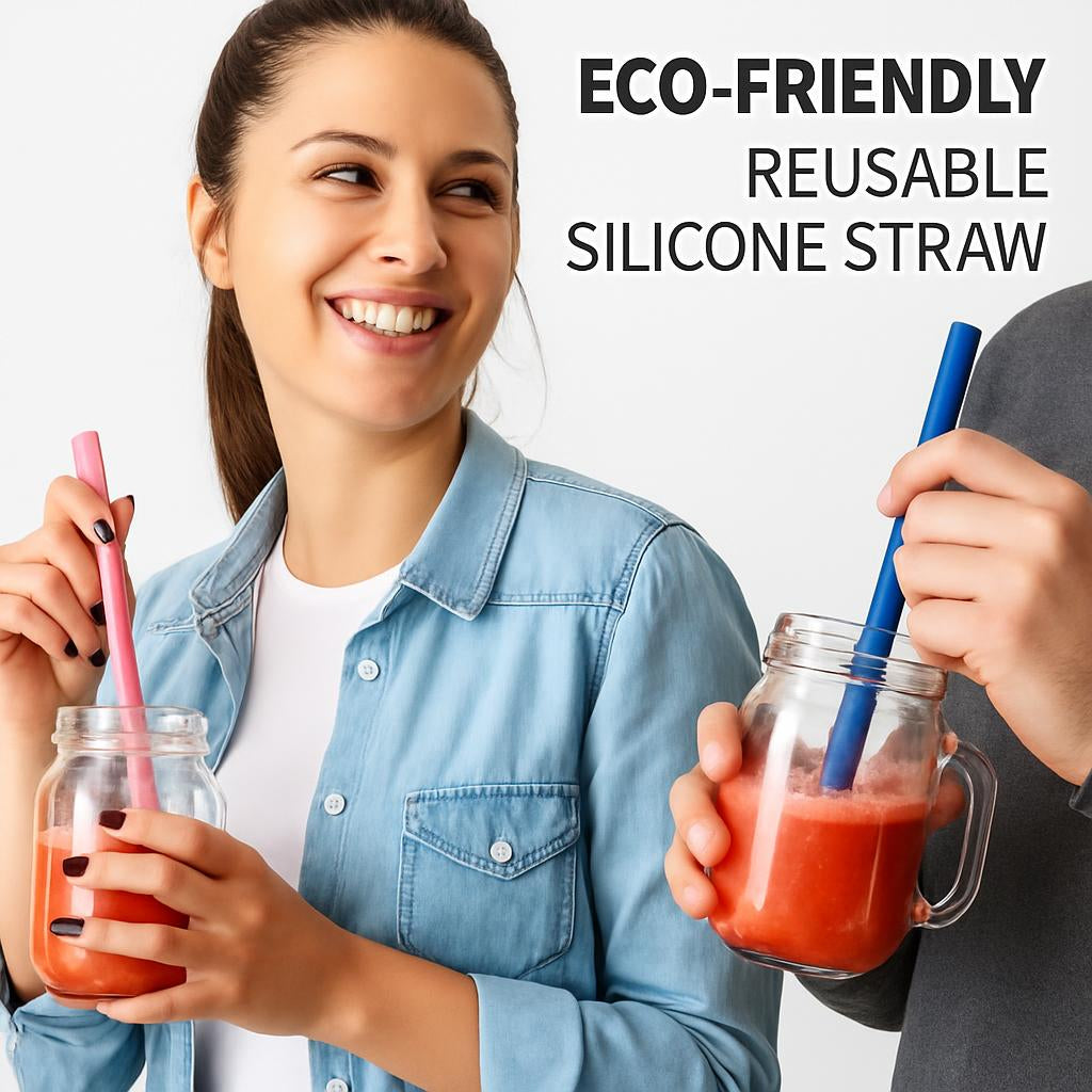Eco-Friendly Reusable Green Drinking Straw - Sustainable Silicone Alternative