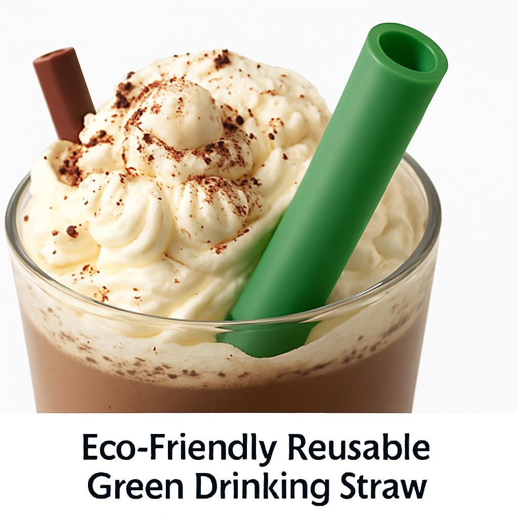 Eco-Friendly Reusable Green Drinking Straw - Sustainable Silicone Alternative