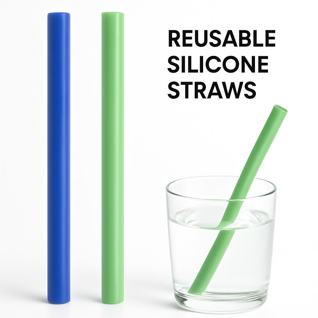 Eco-Friendly Reusable Green Drinking Straw - Sustainable Silicone Alternative