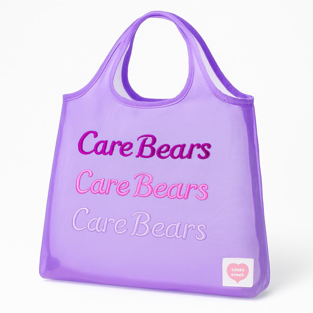 Eco-Friendly Reusable Shopping Bags with Bear Pouches - Purple, Pink, Blue