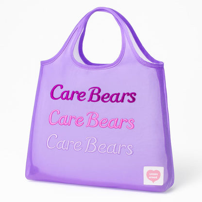 Eco-Friendly Reusable Shopping Bags with Bear Pouches - Purple, Pink, Blue