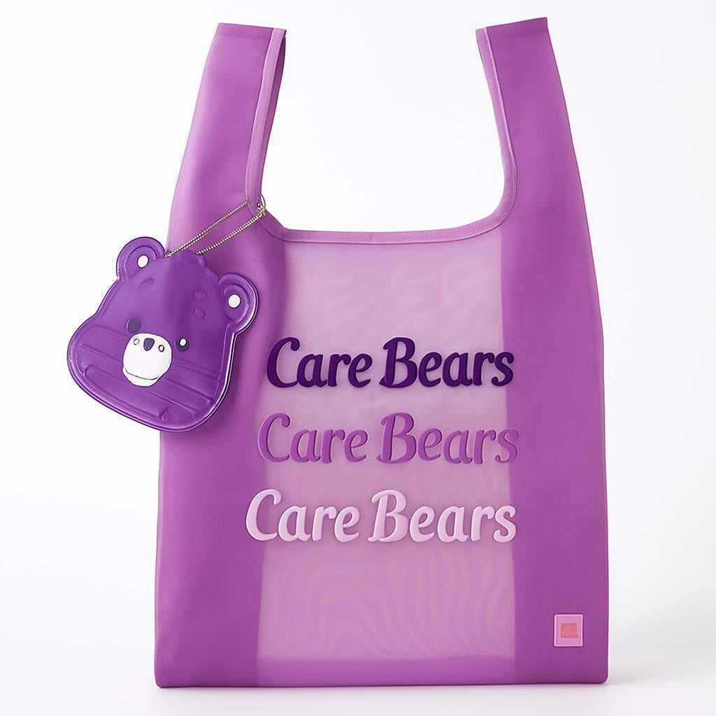 Eco-Friendly Reusable Shopping Bags with Bear Pouches - Purple, Pink, Blue