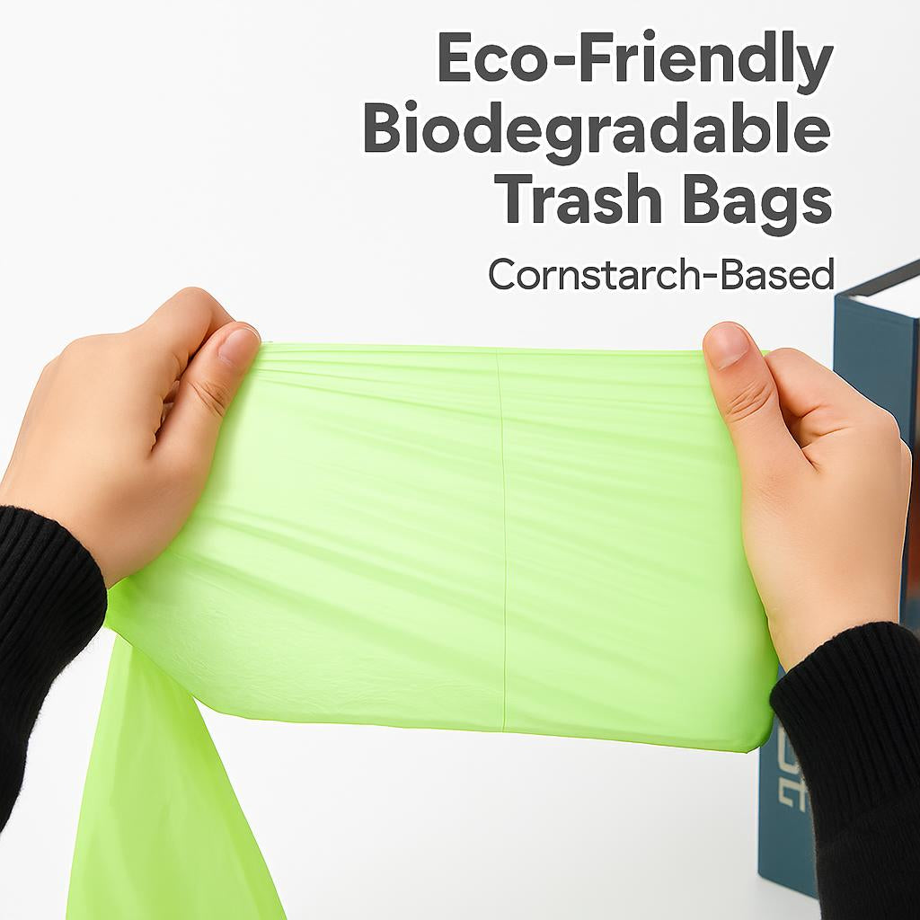 Eco-Friendly Biodegradable Trash Bags - Cornstarch-Based, Green & Orange