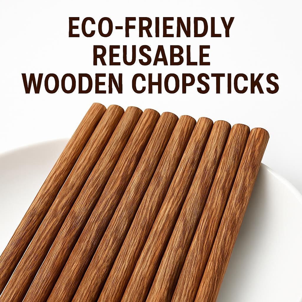 Eco-Friendly Reusable Wooden Chopsticks - Sustainable Dining Utensils