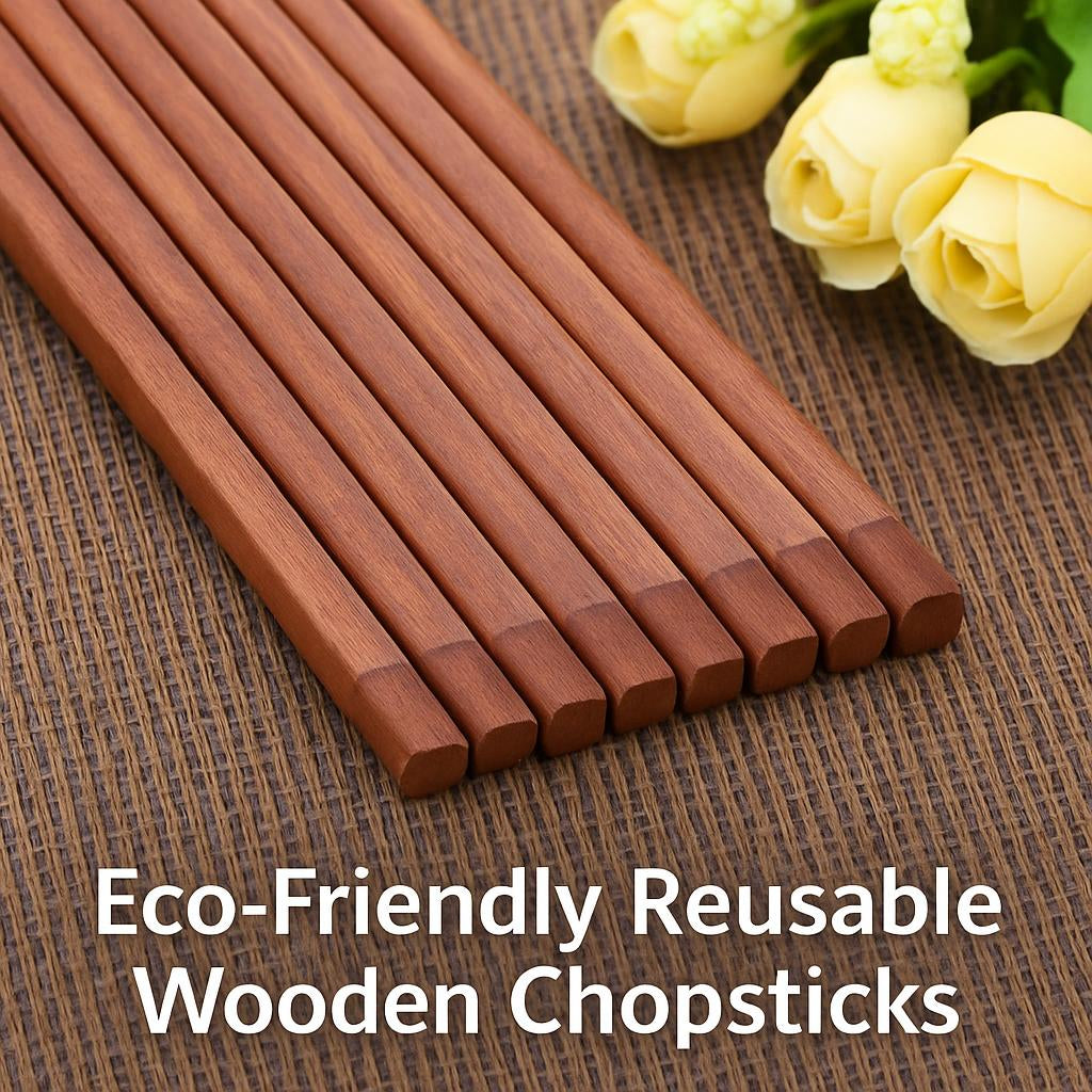 Eco-Friendly Reusable Wooden Chopsticks - Sustainable Dining Utensils