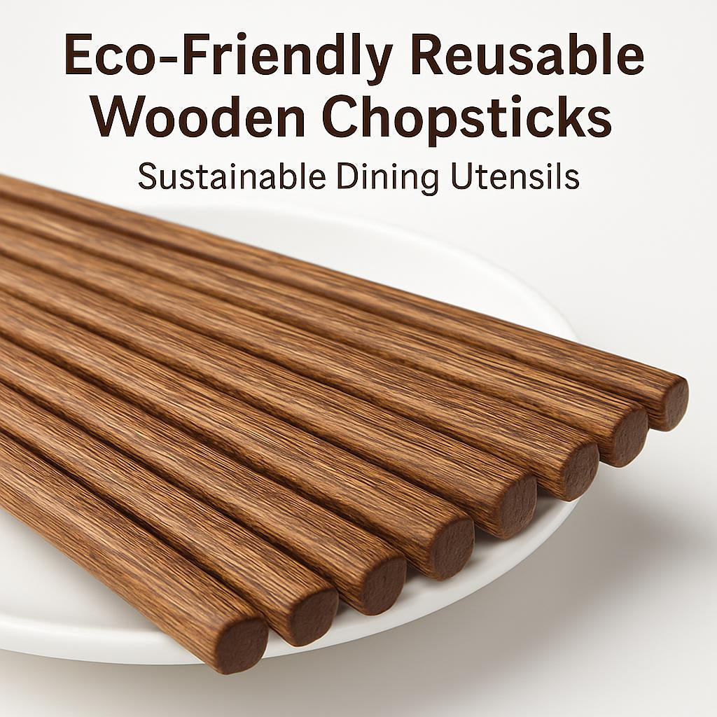 Eco-Friendly Reusable Wooden Chopsticks - Sustainable Dining Utensils