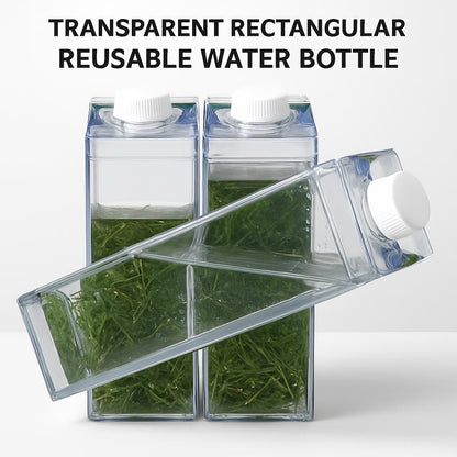 Transparent Rectangular Reusable Water Bottle - Eco-Friendly Hydration Solution