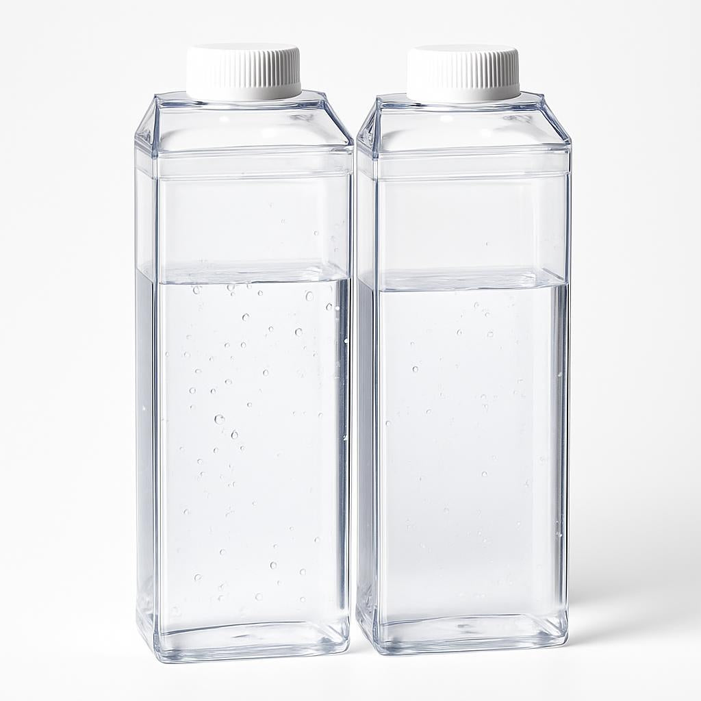 Transparent Rectangular Reusable Water Bottle - Eco-Friendly Hydration Solution