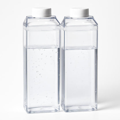 Transparent Rectangular Reusable Water Bottle - Eco-Friendly Hydration Solution